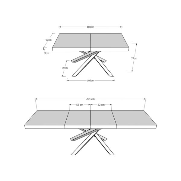 Tavolo allungabile 90x180/284 cm Volantis Premium telaio gambe 4 colori (C)