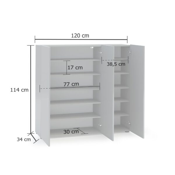 Scarpiera a 3 ante con 5+5 ripiani MISTER made in Italy
