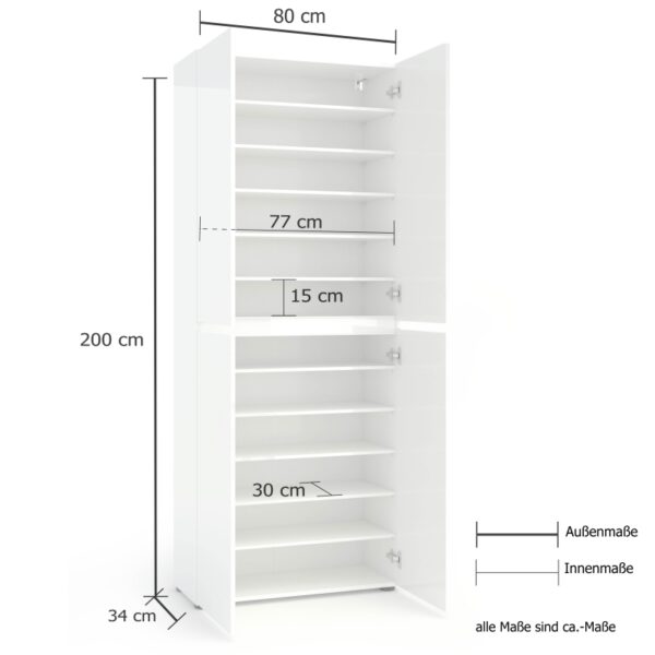 Scarpiera a 4 ante XL con 10 ripiani MISTER made in Italy