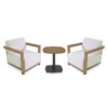 Salotto alluminio Frederik effetto legno con cuscini bianco 3 pezzi