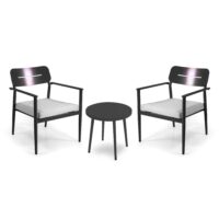 Poltrona alluminio Ibiza 2pz con tavolino tondo antracite
