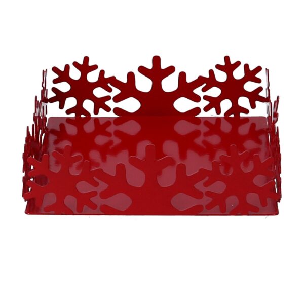 Portatovaglioli metallo fiocco neve rosso quadrato cm 16,5x16,5h5