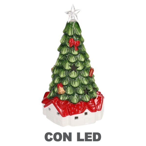 Albero ceramica verde con led cm 16x15,5h30,5
