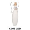 Angelo resina bianco con led e cuore cm 10x5h24
