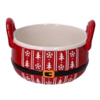 Ciotola ceramica decori bianchi con manici cm 17,5x15,5h11