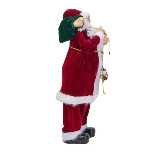 Babbo natale tessuto con lanterna rossocm43x22h120