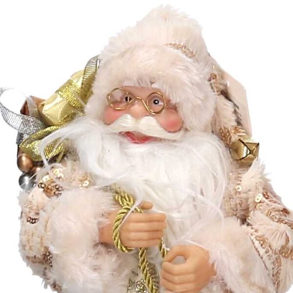 Babbo natale tessuto bianco oro cm 14x5h30