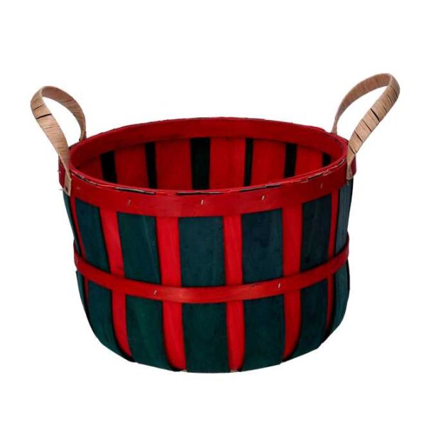 Cesta vimini 1-3 verde e rosso tondo cm ø28h18