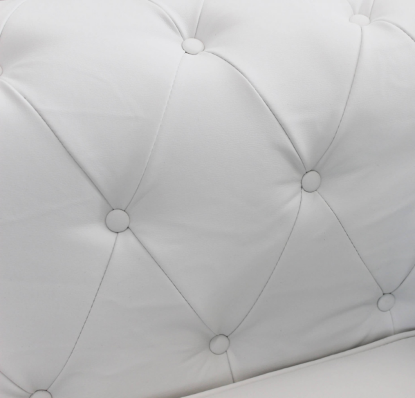 DIVANO 3 POSTI CHESTERFIELD IN ECOPELLE BIANCO - immagine 3