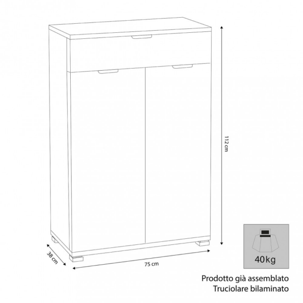 MOBILETTO CON 2 ANTA E 1 CASSETTO ROVERE GRIGIO - immagine 4
