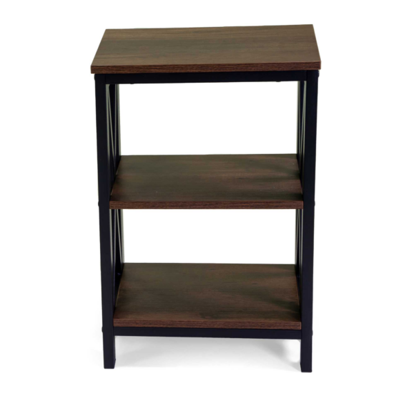 Mobiletto scaffale Mudra 2 piani legno noce e nero smontato cm40x30h60 - immagine 2