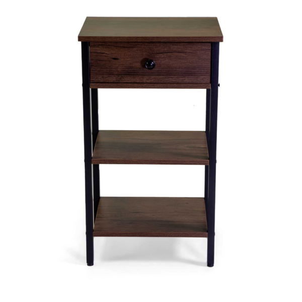 Mobiletto Mudra 1 cassetto + 2 piani legno noce e nero smontato cm 40x30h70 - immagine 3