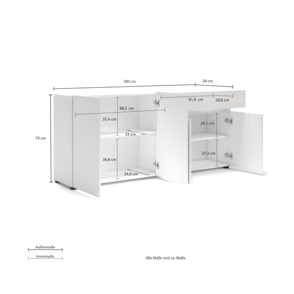 Sideboard a 3 ante con 1 cassetto MISTER GIORNO made in Italy - immagine 2