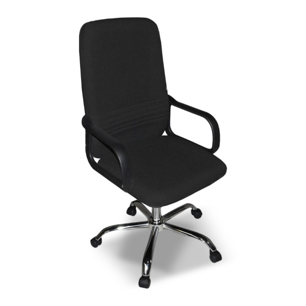 Poltrona da ufficio CR106H in tessuto nero e base cromata - immagine 4