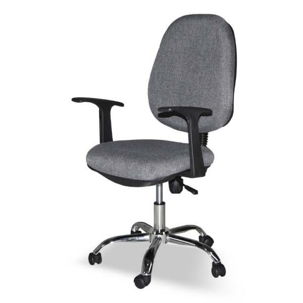 Poltrona da ufficio CR415 tessuto grigio con base cromata - immagine 2