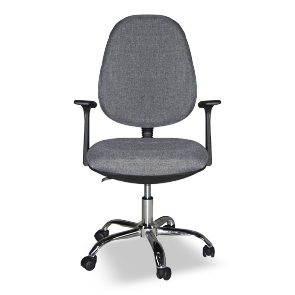 Poltrona da ufficio CR415 tessuto grigio con base cromata - immagine 3