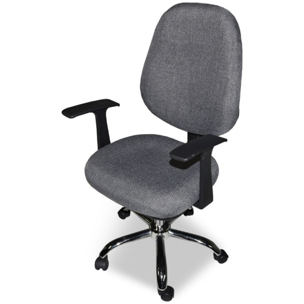 Poltrona da ufficio CR415 tessuto grigio con base cromata - immagine 4