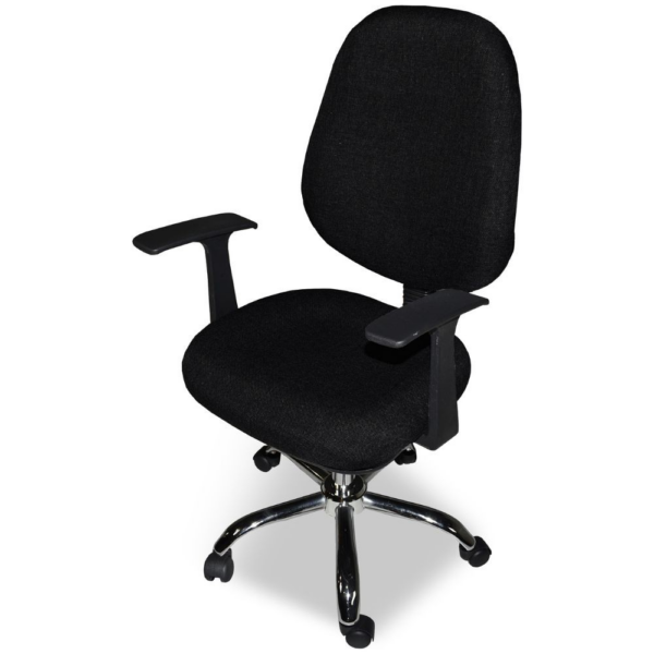 Poltrona da ufficio CR415 tessuto nero con base cromata - immagine 4