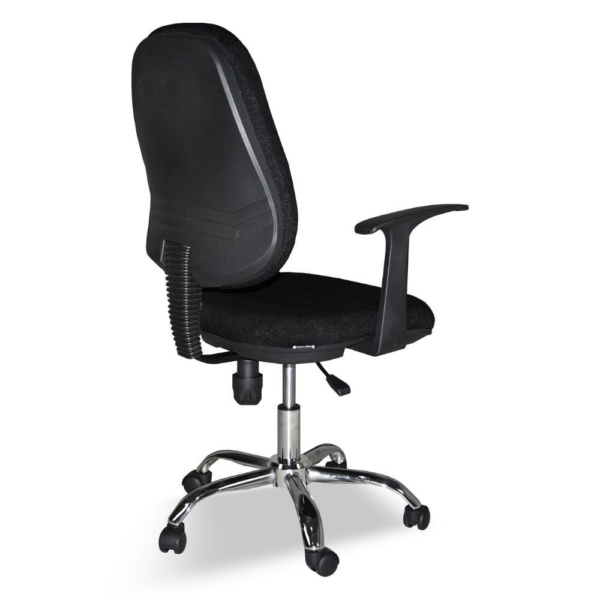 Poltrona da ufficio CR415 tessuto nero con base cromata - immagine 6
