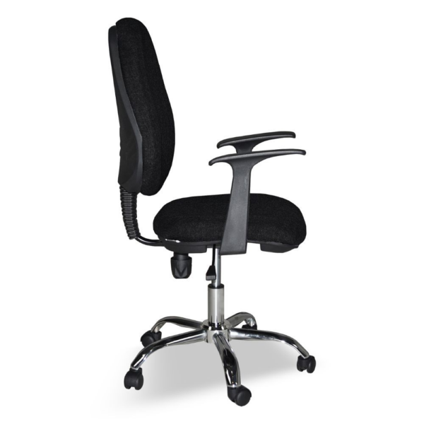 Poltrona da ufficio CR415 tessuto nero con base cromata - immagine 7