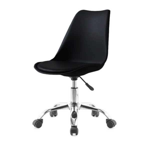 Poltrona da ufficio LC719 in plastica colore nero con base cromata - immagine 2