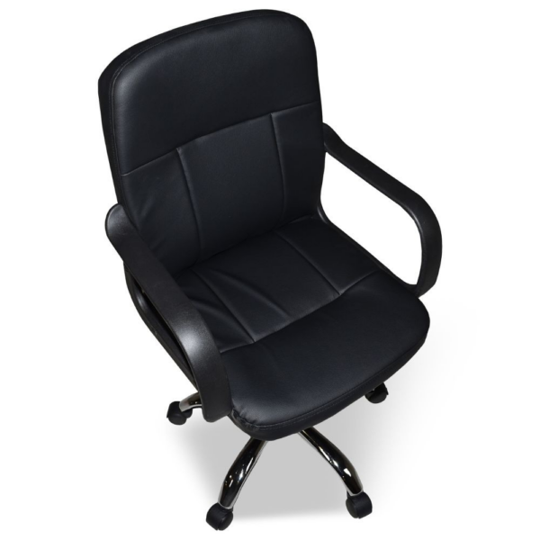 Poltrona da ufficio PC116P in ecopelle nero e base cromata - immagine 4