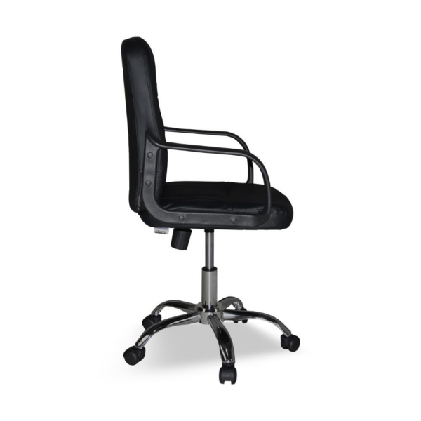 Poltrona da ufficio PC116P in ecopelle nero e base cromata - immagine 6