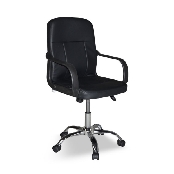 Poltrona da ufficio PC116P in ecopelle nero e base cromata - immagine 7