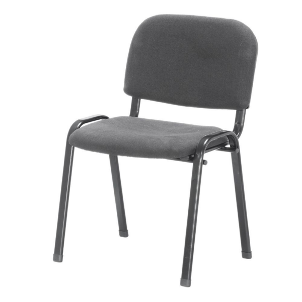 Set di 7 Sedie da ufficio con struttura in metallo nero e tessuto grigio - immagine 2
