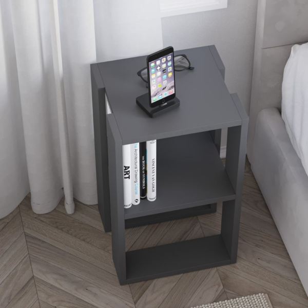 Tavolino comodino Lonie colore antracite - immagine 3