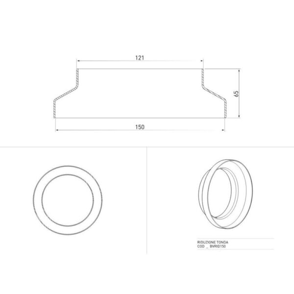 Riduzione tonda per cappe BVRID150 da 150 mm a 125 mm