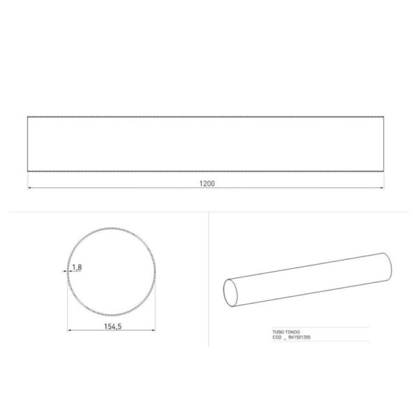 Tubo tondo per cappe BV1501200 diametro 150mm 1,2 mt