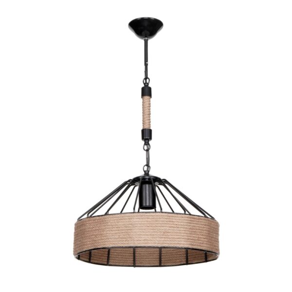 Lampada da soffitto Malina ASZ1180 struttura in metallo nero con dettagli in iuta