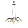 Lampada da soffitto Derbent MDL3938 in metallo nero con sei porta lampade