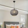 Lampada da soffitto Yumak MDL4745 con paralume in corda antracite