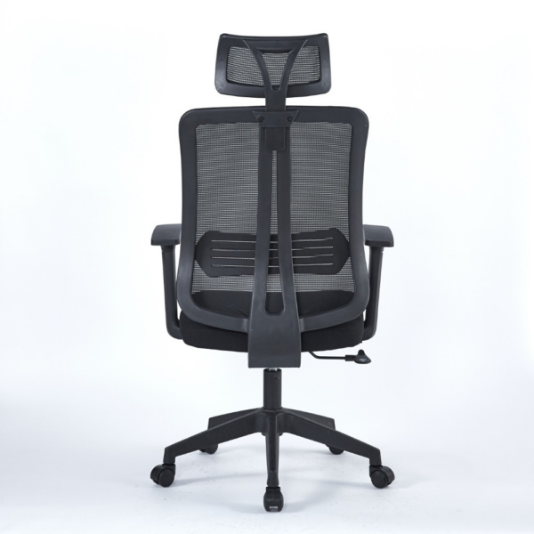 Poltrona ufficio Satia in tessuto e mesh nero con base nera - immagine 4