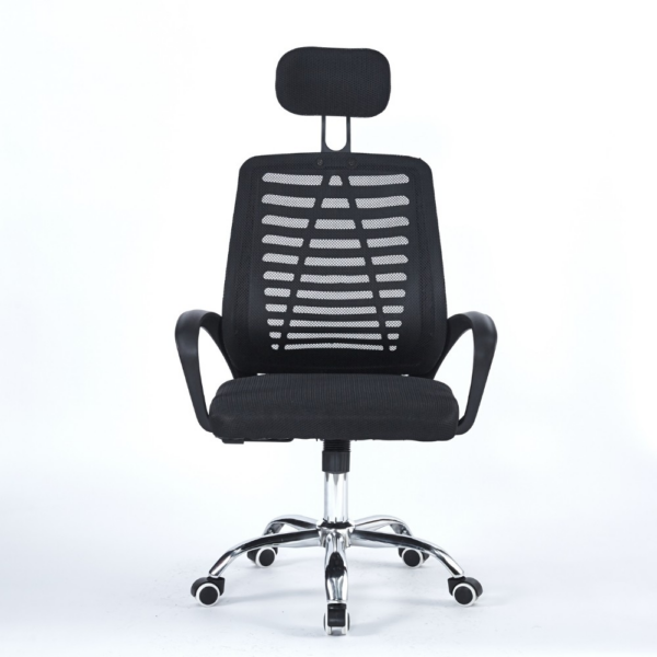 Poltrona ufficio Colin 46x62x107 cm. in tessuto e mesh nero e base cromata - immagine 2