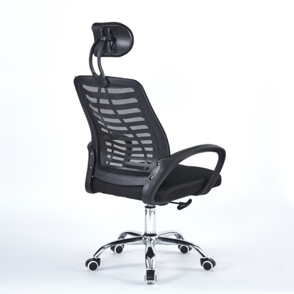 Poltrona ufficio Colin 46x62x107 cm. in tessuto e mesh nero e base cromata - immagine 3