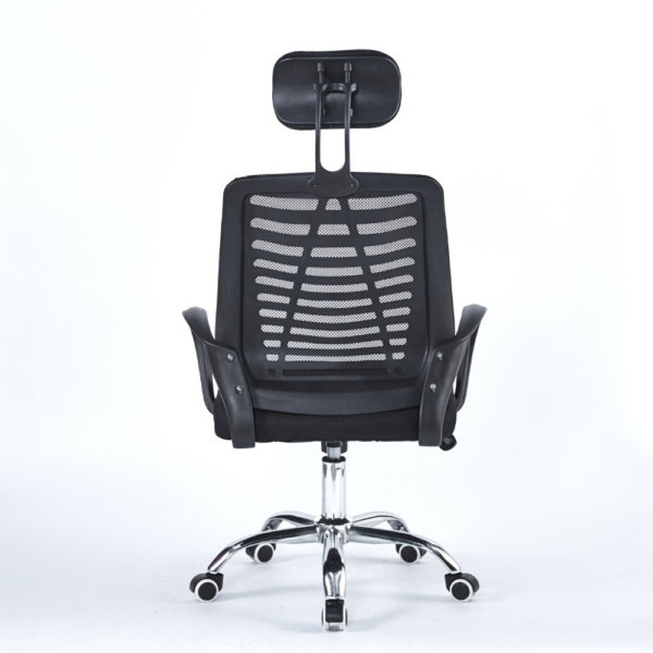 Poltrona ufficio Colin 46x62x107 cm. in tessuto e mesh nero e base cromata - immagine 4