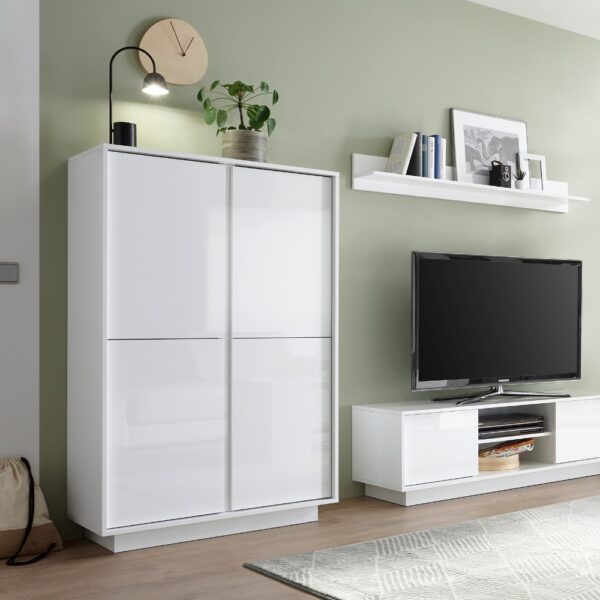 Contenitore 4 ante Ice colore bianco lucido
