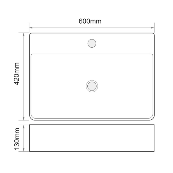 Lavabo da appoggio 9555 in ceramica 60x42x13 cm nero opaco - immagine 2