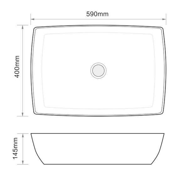 Lavabo da appoggio 9440B in ceramica 59x40x14.5 cm nero opaco - immagine 3