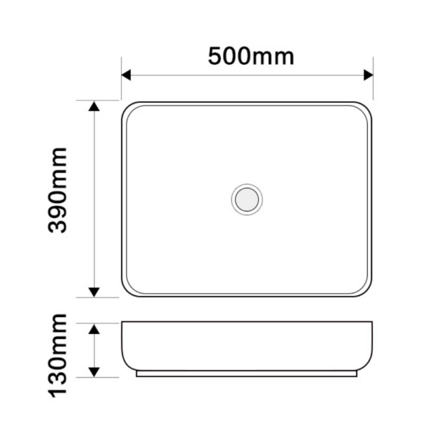 Lavabo da appoggio BOWL9391B in ceramica 50x39x13 cm. bianco - immagine 4