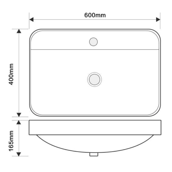 Lavabo da semincasso CUP6026B in ceramica 60x40x16.5 cm bianco - immagine 2