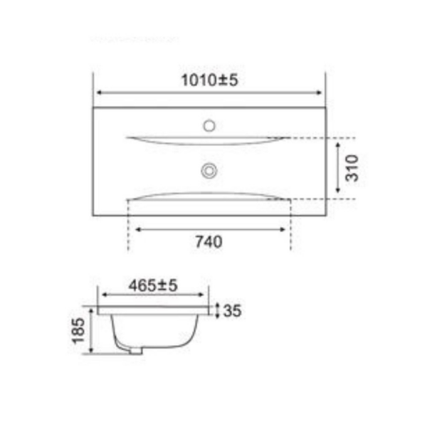 Lavabo consolle da appoggio PLAT840-100 101x46.5x18 cm bianco - immagine 2