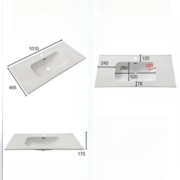 Lavabo consolle da appoggio VAS836-100 101x46.5x14 cm. bianco - immagine 3