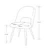 Set di 2 Sedie Lunetta imbottita in tessuto grigio con gambe nere