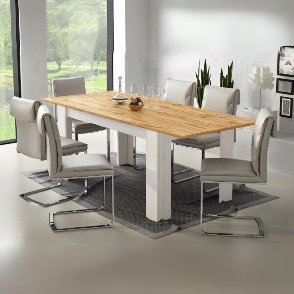 Tavolo allungabile Anthony 160x88x75 H cm con piano rovere wotan e struttura anderson pine