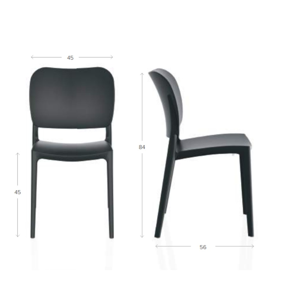 Set di 4 Sedie Orbita in polipropilene rinforzata con fibra di vetro colore corallo