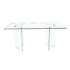 Tavolo Nespolo in vetro temperato 10 mm con gambe triangolari 180x90x78 H cm.